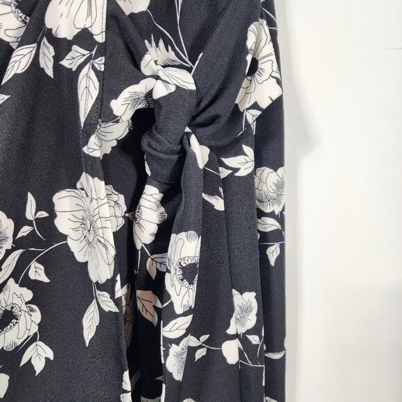 Black Floral Adrianna Papell Off the Shoulder Dress Size 10 - Picture 2 of 7